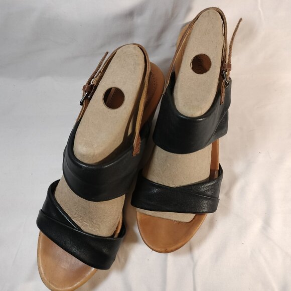 Corso Como Two-Tone Black and Brown Leather Cork Wedges 9.5 - Worn Once! - Picture 3 of 11